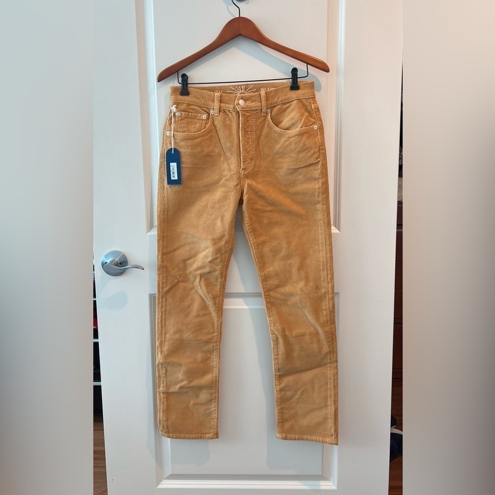 NWT Adriano Goldshmied Boost Mustard Yellow Corduroy Straight Leg Jean in Mud - Picture 3 of 16